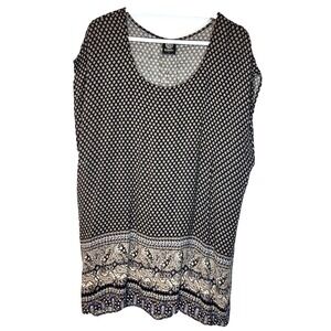 Bobeau Floral Rayon Scoop Neck Sleeveless Invert Pleat Tunic/Dress Size 1X Boho